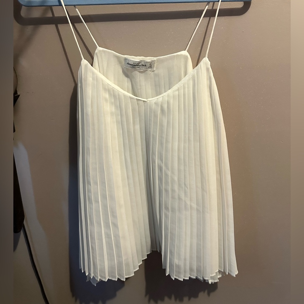 White Pleated Abercrombie Tank